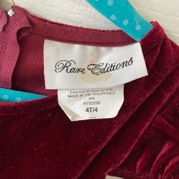 Red Velvet Dress With Rose Appliqués - Picture 4 of 6